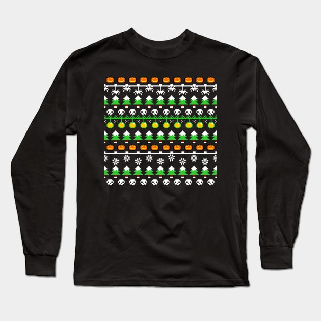 HORROR XMAS PATTERN Long Sleeve T-Shirt by spoilerinc